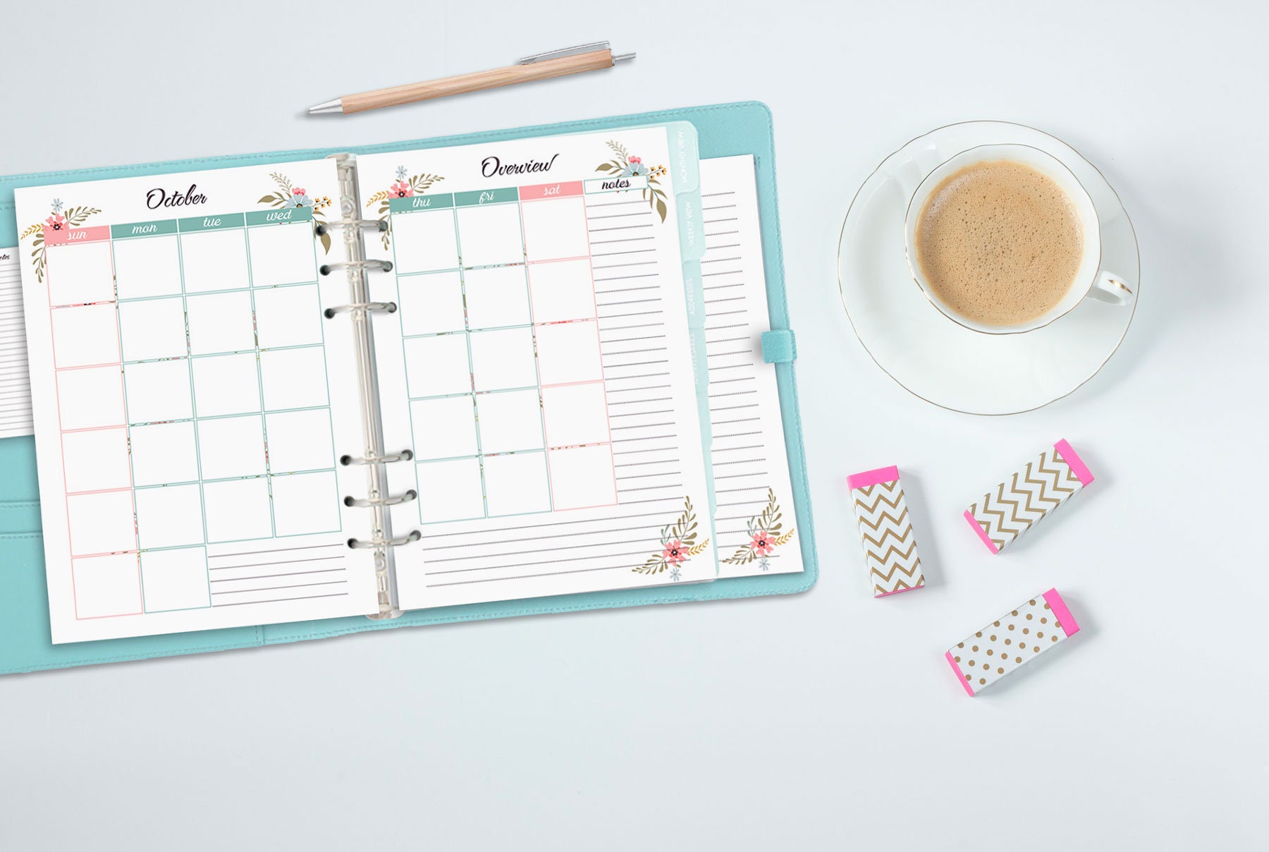 Monthly Planner Printable Month on two Pages A5 Planner | Etsy