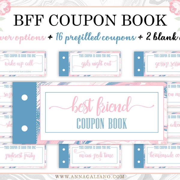 Best Friends Gift, Printable Coupons, Coupon Book, Birthday Gift Ideas, Friendship, Single Girl Friend bff Present, Platonic Friend Gift DIY