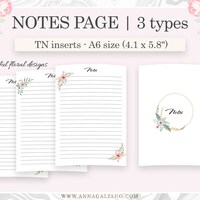 A6 Inserts TN, Printable Travelers Notebook Inserts, A6 Dot Grid ...
