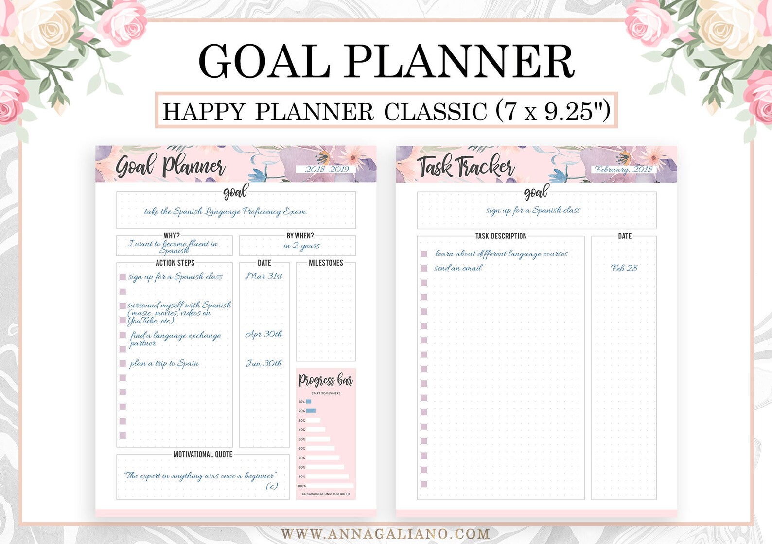 Happy Planner Inserts Printable Goal Planner Printable Goal - Etsy UK