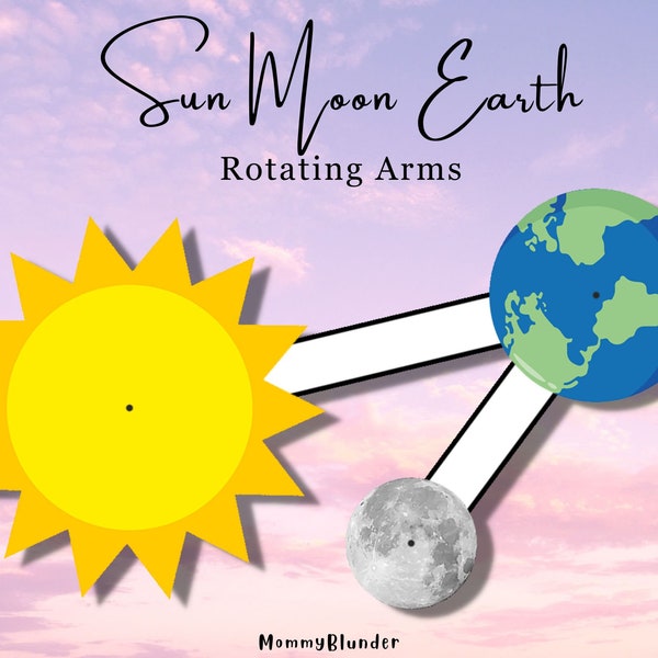 Sun Moon Earth | Template for Eclipses, Rotation, Revolution | Teaching Tool | Rotating Arms for Sun, Moon, and Earth