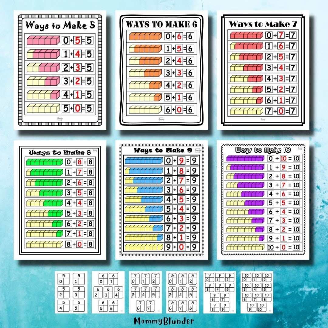 Addition Practice Sheets: Ways to Make 5-10 (digital Download) - Etsy