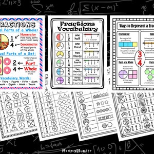Fractions Bundle | Fraction Anchor Chart | How to Represent Fractions | Fractions Worksheets | Fractions Activity Sheets
