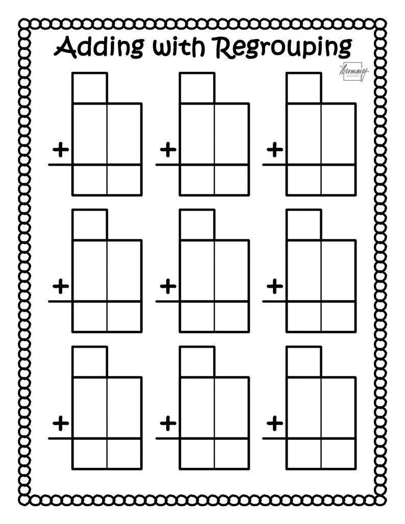 Addition With Regrouping Anchor Chart With 5 Addition Practice Sheets