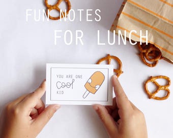 Fun Lunch Time Note Printables, First Day Back to School Notes for Kid Lunchbox, Boys Fun Food Pun Printable Notes by Erin Silliman Designs