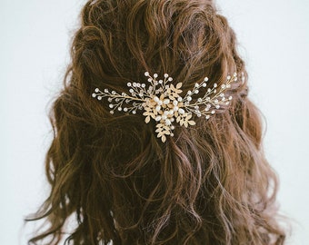 Gold Hair Comb, Gold leaf hair comb, 、Gold headpiece, Gold leaf comb, Bridal hair comb, Prom Hair Comb, RosyroseStudio, "London"