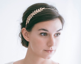 Bridal Gold Leaf Headband Tiara, Bridal Headband, Bridal Tiara, Leaf Headband, Wedding Headband, "Zoey"