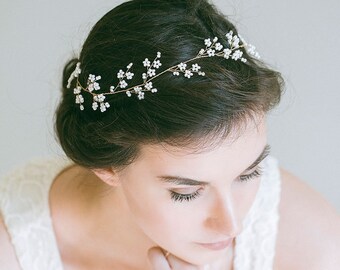 Vid de pelo de novia Ramita de pelo extra larga, Vid de pelo de perla, Corona nupcial, Accesorio de pelo de boda, Vid de pelo, Vid de pelo de boda, "Sabrina"