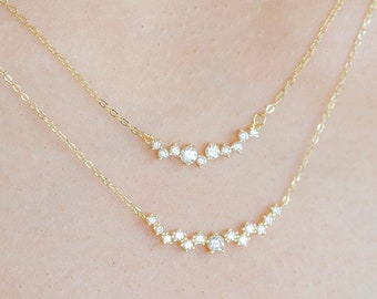 Cluster of Crystals Necklace Bridal Bridesmaids, 925 Sterling Silver Necklace, 18k Gold Plated Jewelry, Bridesmaid Gift Jewelry, "Annalise"