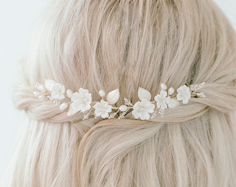 Vid de pelo de hoja de flores, vid de pelo de hoja de champán, vid de hoja de oro, vid de pelo floral, accesorios para el cabello de novia, vid de pelo de boda, "Abigail"