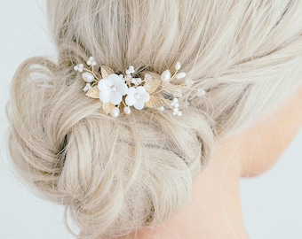 Gold Flower Hair Pins, Bridal Hair Pins, Bridal Hair Accessories, Bridal Hair Pins, Flower Headpiece, Wedding Hair Pins, "April Pins"