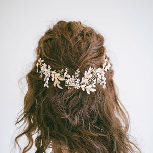 Rose Gold Opal Crystal Hair Vine, Bridal Flower Hair Vine, Bridal Hair Vine, Wedding Back Piece, BOHO Hair Vine, &quot;Felicity&quot;