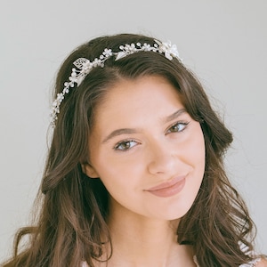 Braut Voll Halo Kristall Perle, Floral Voll Halo Krone, Strass Haar Halo, Blumen Haarranke, Boho Haarspange, &quot;Petra&quot;