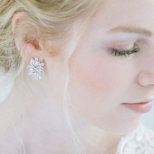 Bridal Crystal Stud Earrings, Wedding Earrings, Bridal Stud Earrings, Wedding Accessories, Bridal Jewelry, &quot;Nasrin&quot;