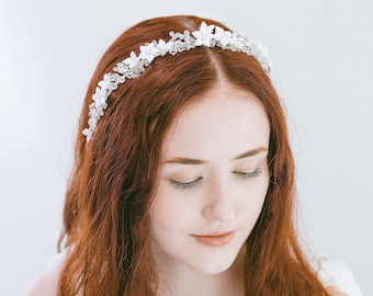 Bridal Flower Crown Headband, Bridal Flower Wreath, Flower Girl Hair Accessories, Wedding Flower Headband, Bridal Crown, "Spencer"