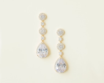Crystal Bridal Earrings Wedding jewelry Swarovski, Rose Gold Wedding Earrings, Bridal Jewelry, Drop Earrings, "Harriet"