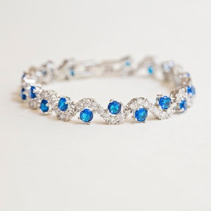 Blaues Kristall Armband, Saphir Schmuck, Geschenk für Mutter, Hochzeitsschmuck, Brautjungfer Schmuck, Vintage Armband, "