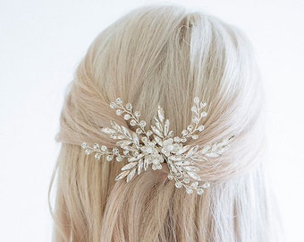Silver Crystal Hair Clip, Silver Bridal Hair Clip, Silver Hair Comb, Rhinestone Hair Comb, Bridal hair Comb, "Ariella"