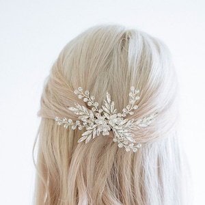 Silver Crystal Hair Clip, Silver Bridal Hair Clip, Silver Hair Comb, Rhinestone Hair Comb, Bridal hair Comb, &quot;Ariella&quot;