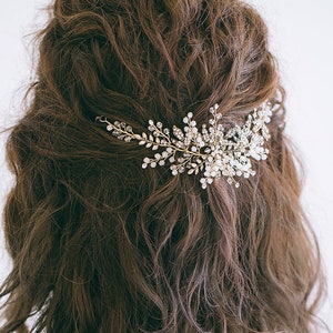 Bridal hair vine, Gold or Silver Hair Vine, Gold headpiece, Rhinestone hair vine, Wedding back headpiece, &quot;Elise&quot;