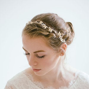 Gold Leaf Headband, Leaf Wreath, Leaf Headband, Gold Headband, Gold hair vine, Bride Hair Accessories, Leaf hair vine, "Rebecca"