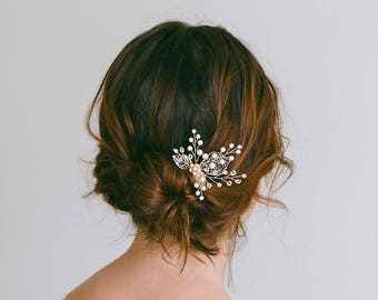 Bridal hair pins, Gold hair pins, Leaf hair pin, Vintage hair pins, Gold bridal headpiece, Bridesmaid hair, "Holland Pin"
