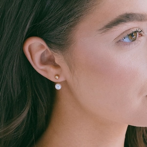 Bridal Minimalist Pearl Earrings, Natural Freshwater Pearl  Stud Earrings, Sterling Silver Pearl Earrings, Bridesmaid Gift, &quot;Meredith&quot;
