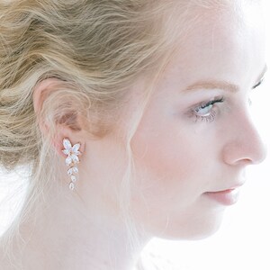 Kristall Braut Ohrringe Tropfen Ohrringe Rose Gold Hochzeitsschmuck Kristall Tee Tropfen Ohrringe Gold Brautschmuck Silber Braut Ohrring, "Moana"
