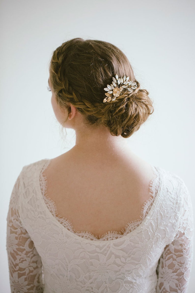 Bridal Hair Comb Rhinestone hair comb Wedding Back Comb RosyroseStudio Wedding Hair Comb Crystal Hair Comb Gold Hair Comb