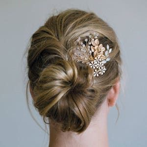 Gold Hair Comb, Gold leaf hair comb, Gold headpiece, Gold leaf comb, Bridal hair comb, "Sloane"