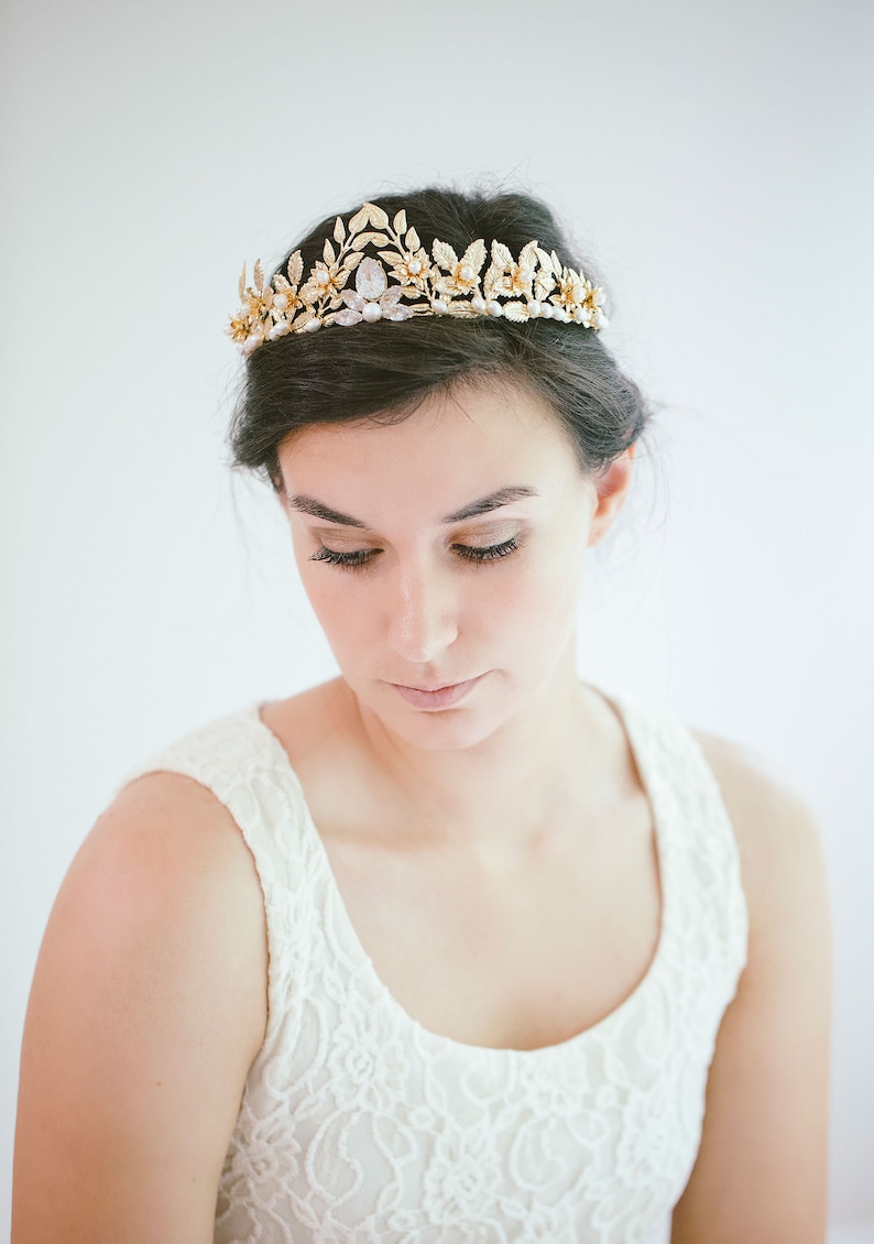 Gold Bridal Tiara Crown Wedding Tiara Gold Bridal Crown Etsy