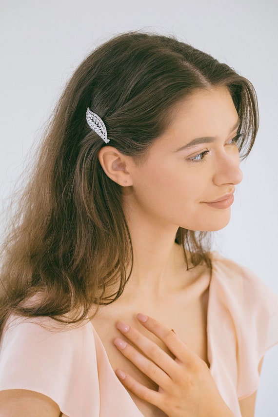 Crystal Leaf Bridal Hair Clip, Crystal Leaf Clip, Bridal  display picture 1