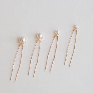 Bridal Pearl Silver Gold Hair Pin Set, Wedding Pearl Hair Accessory, Single Pearl Mix Size Hair Pins, Ivory Pearl Pins, &quot;Amryn Pins&quot;