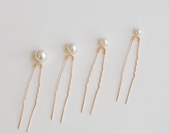 Ensemble d'épingles à cheveux d'or d'argent de perle de mariée, accessoire de cheveux de perle de mariage, épingles à cheveux de taille de mélange de perles simples, épingles de perle d'ivoire, « épingles d'Amryn »