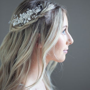Bridal Champagne Wedding Hair Comb, Champagne Hair Comb, Flower Side Comb, Beige Flower Comb, Wedding Headpiece, Helena image 9
