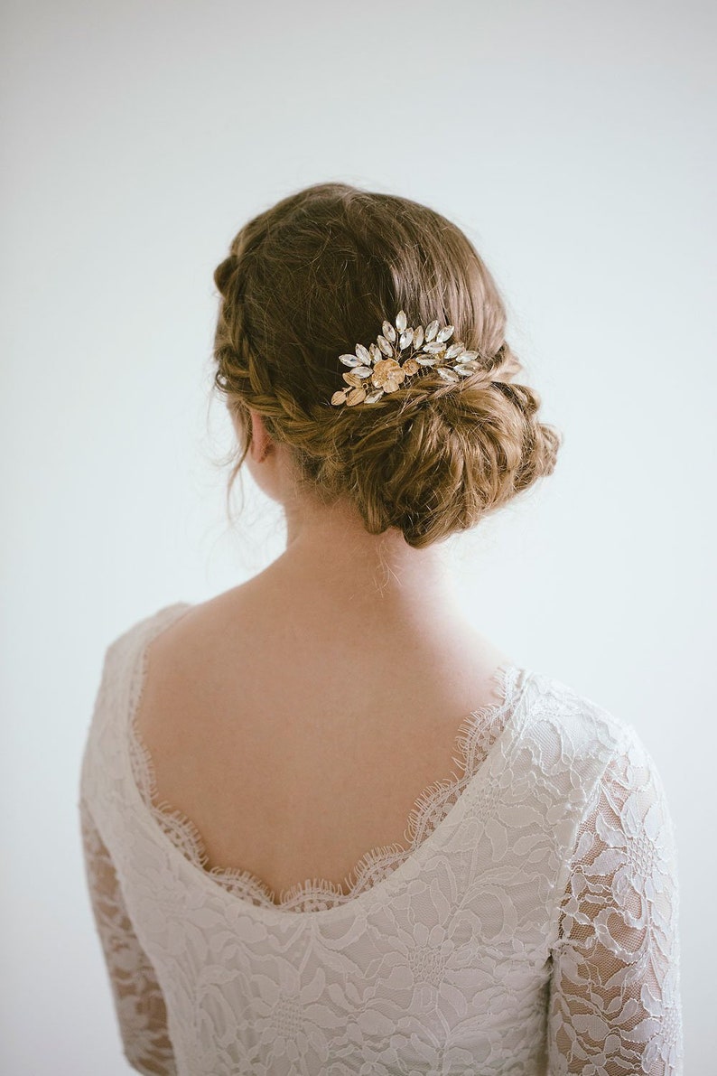 Bridal Hair Comb Rhinestone hair comb Wedding Back Comb RosyroseStudio Wedding Hair Comb Crystal Hair Comb Gold Hair Comb