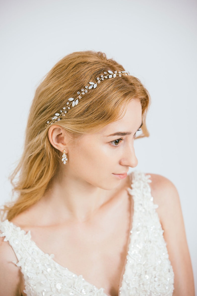 Bridal Crystal Opal Headband, Crystal Bridal Hairpiece, Wedding Headband, Wedding Hair Accessory, Bridal Rhinestone Headband, Noelle image 3