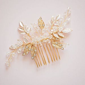 Gold Hair Comb, Gold Leaf Hair Comb, Silver Hair Comb, Gold headpiece, Gold leaf comb, Bridal hair comb, Prom Hair Comb, Wendy Gold