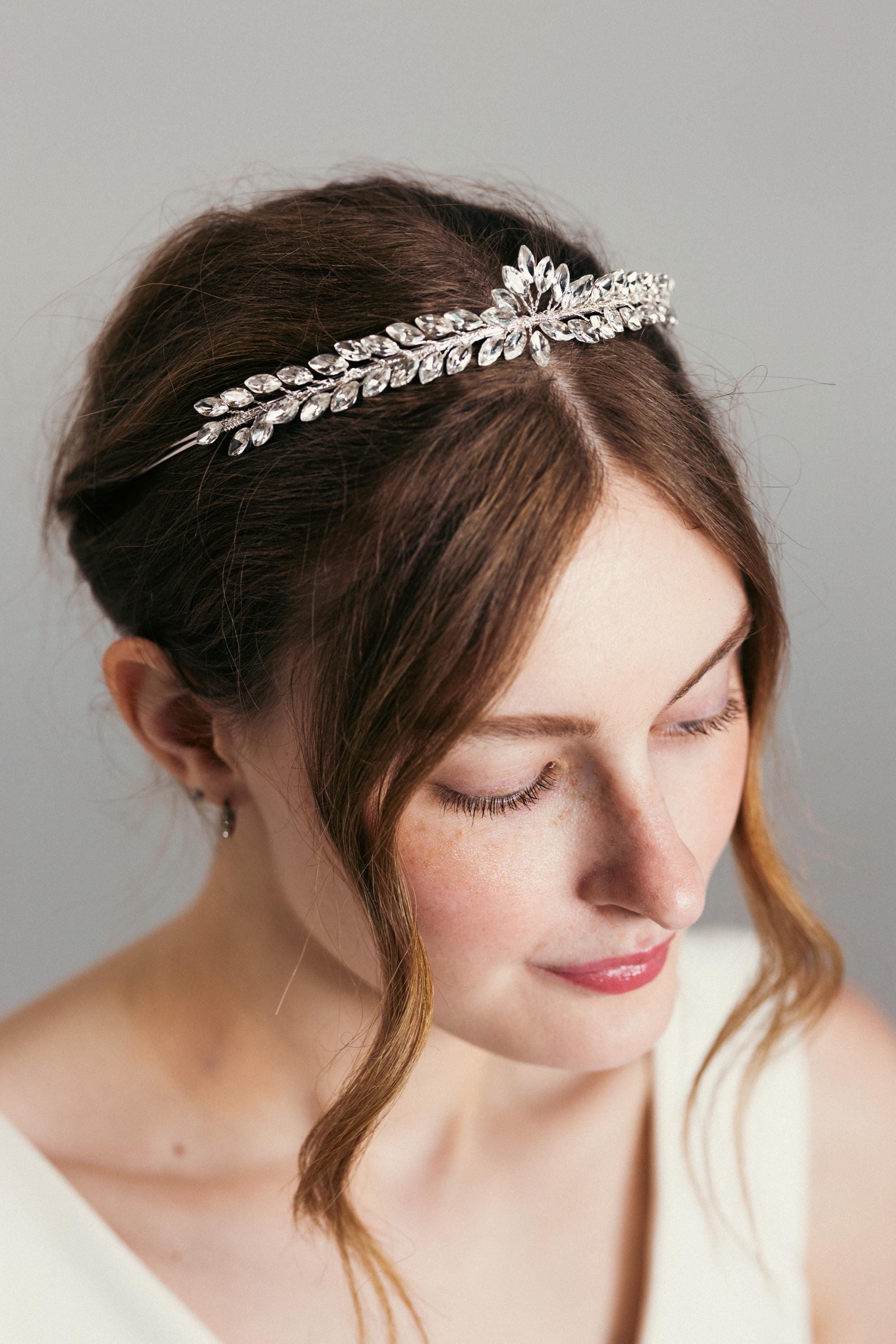 Raw Crystal Headband with Pearl Rhinestone Quartz Fairy Goddess Bridal Headwear Handmade Quartz Crystal Headband - Pink Flower Mermaid Tiara  main image 2