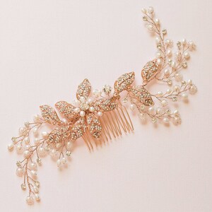 Gold Hair Comb, Gold or Silver Hair Vine, Rose gold hair vine, Gold headpiece, Gold leaf comb, Rose gold comb, Nova image 6