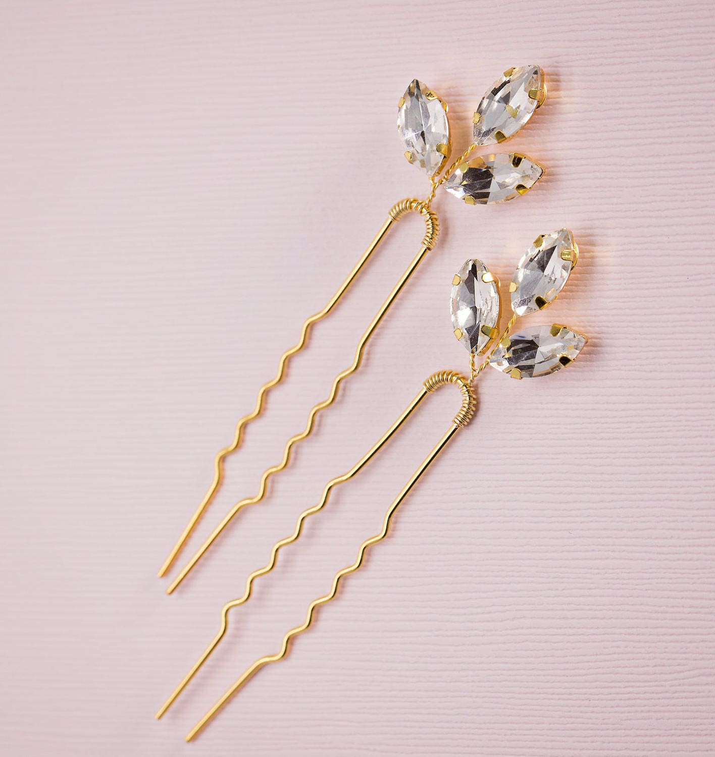 Gold Leaf Hair Pin Crystal Leaf Hair Pin Gold Hair Pin Gold Etsy