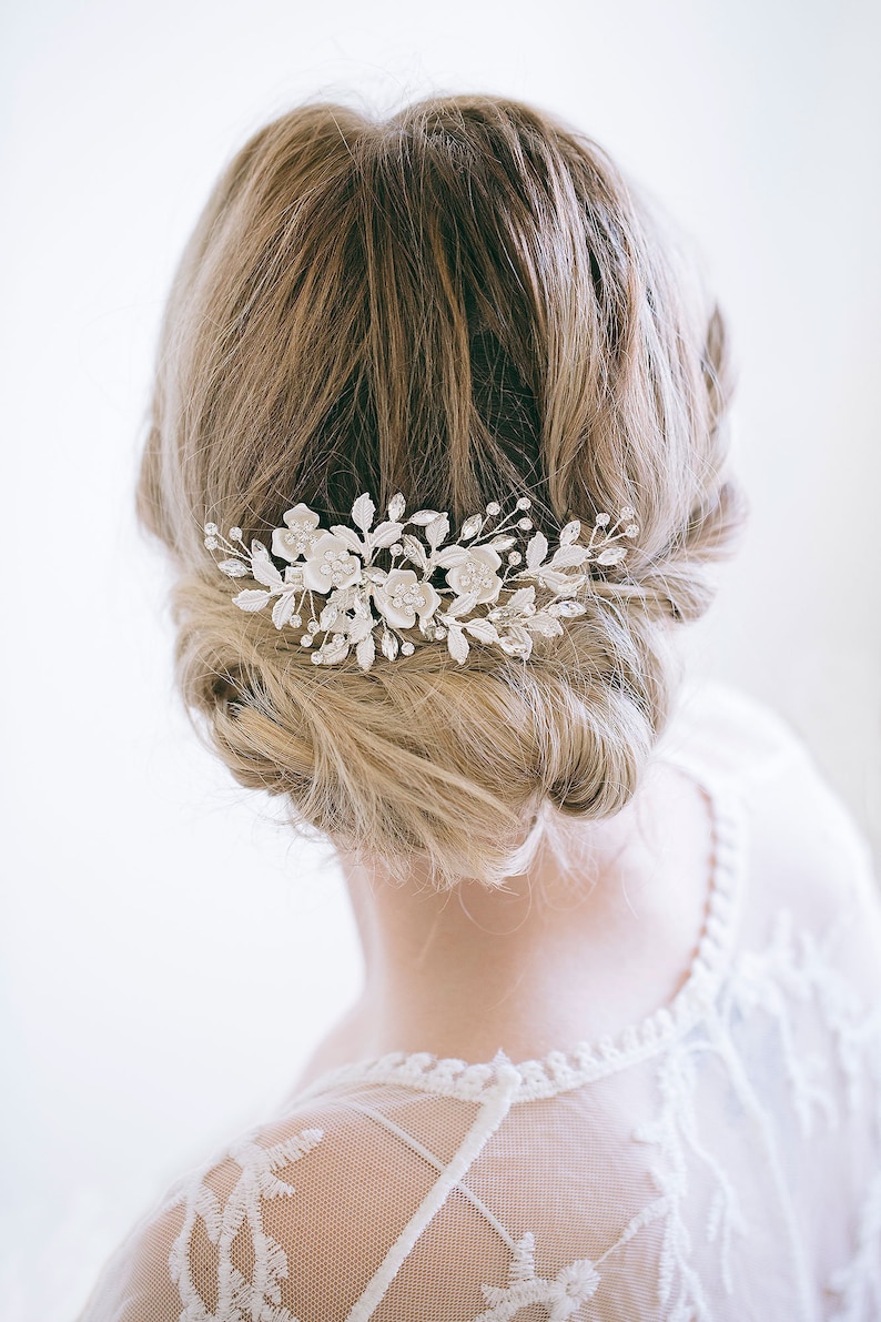 Bridal Hair Clip Rose Gold Hair Clip Flower Hair Clip Etsy