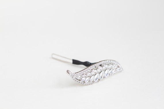 Crystal Leaf Bridal Hair Clip, Crystal Leaf Clip, Bridal  display picture 2