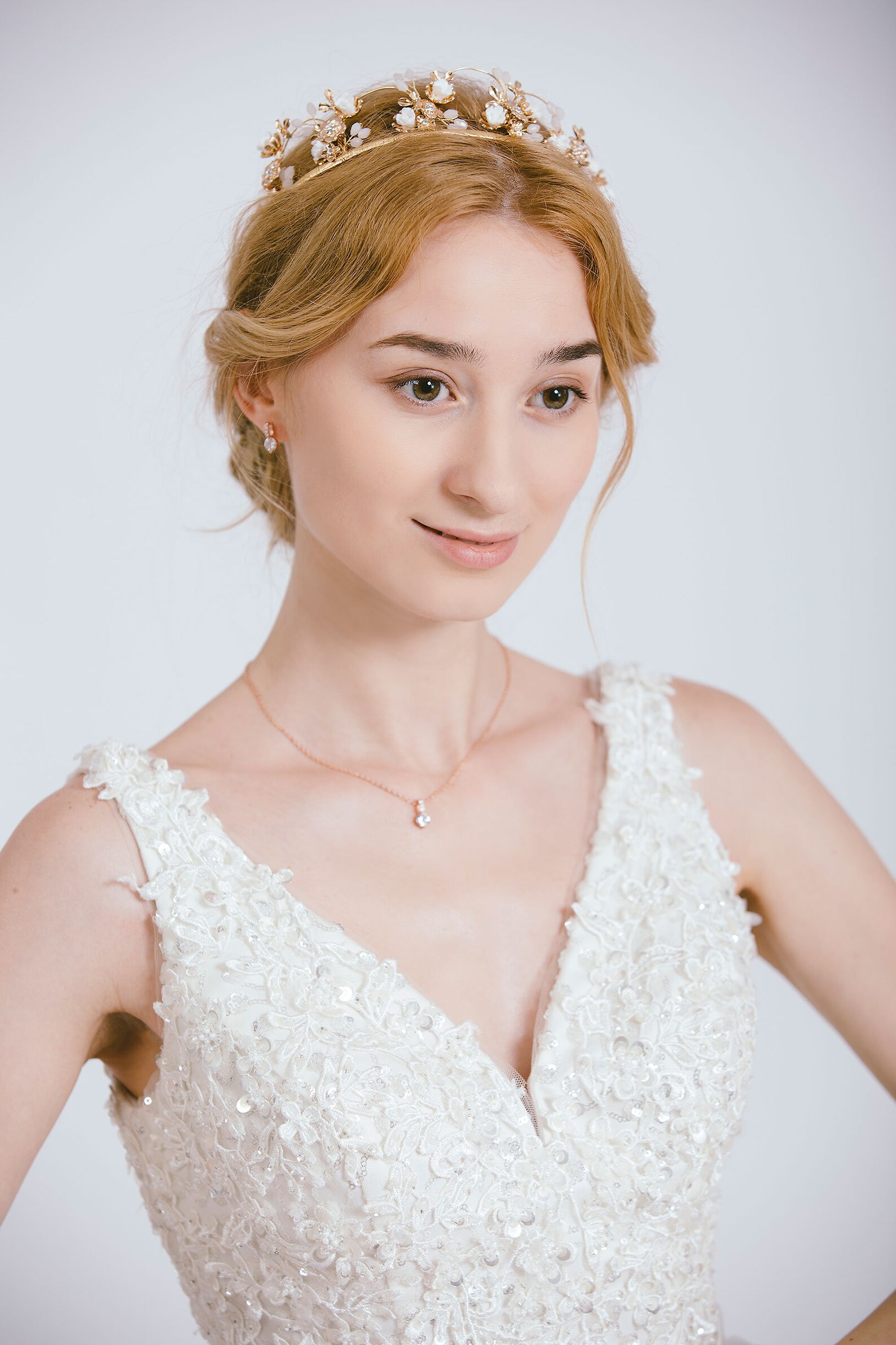 Gold Flower Bridal Tiara Soft Crown Wedding Tiara Gold Etsy