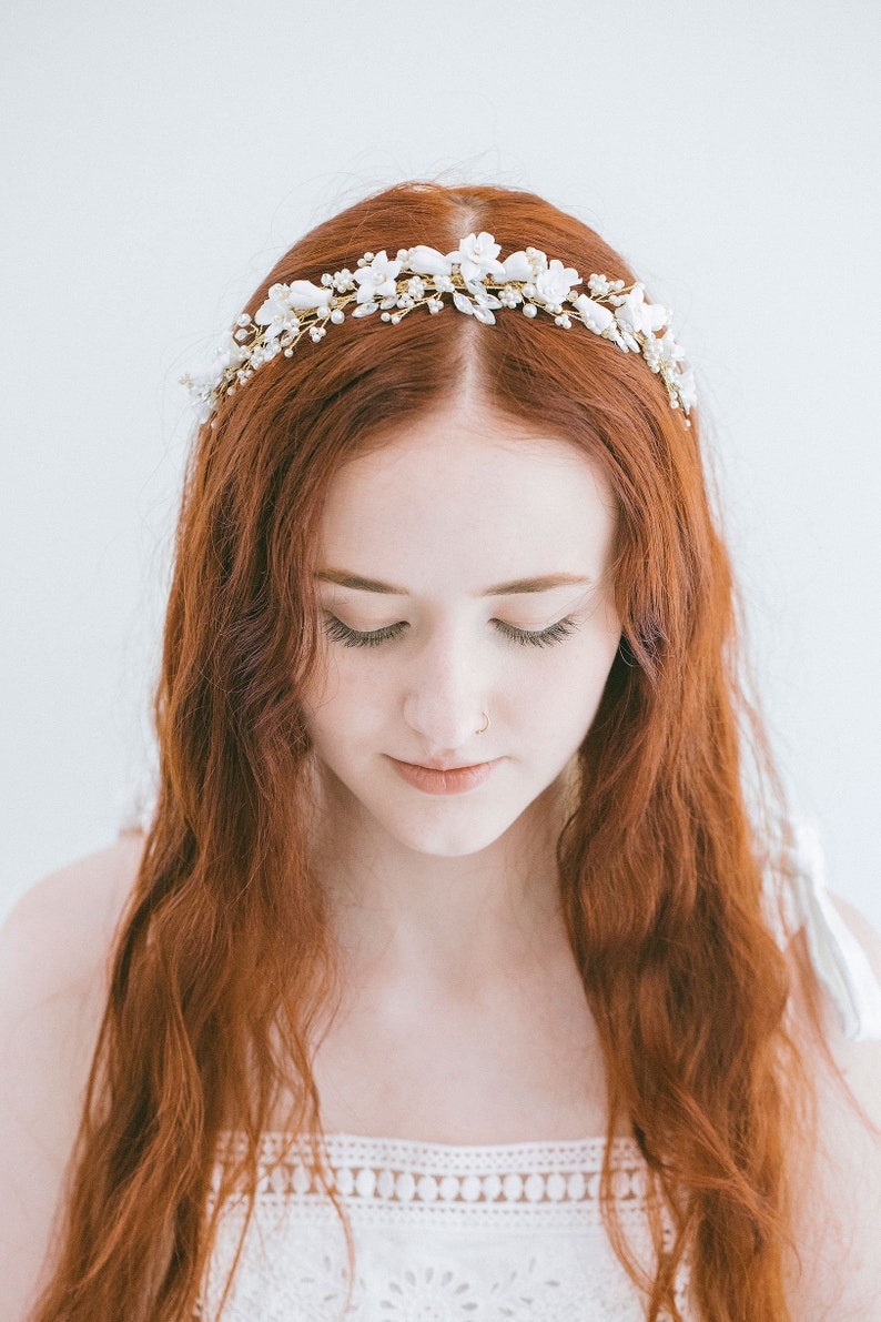 Bridal Flower Crown Headband Bridal Flower Wreath Flower Etsy