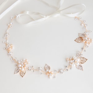 Pearl Crystal Hair Vine, Bridal Flower Hair Vine, Bridal Hair Vine, Rhinestone Vine, Wedding Back Piece, Crystal Pearl Headband, &quot;Petra&quot;