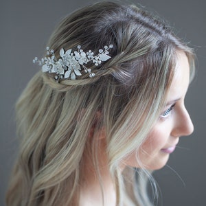 Bridal Champagne Wedding Hair Comb, Champagne Hair Comb, Flower Side Comb, Beige Flower Comb, Wedding Headpiece, Helena image 6