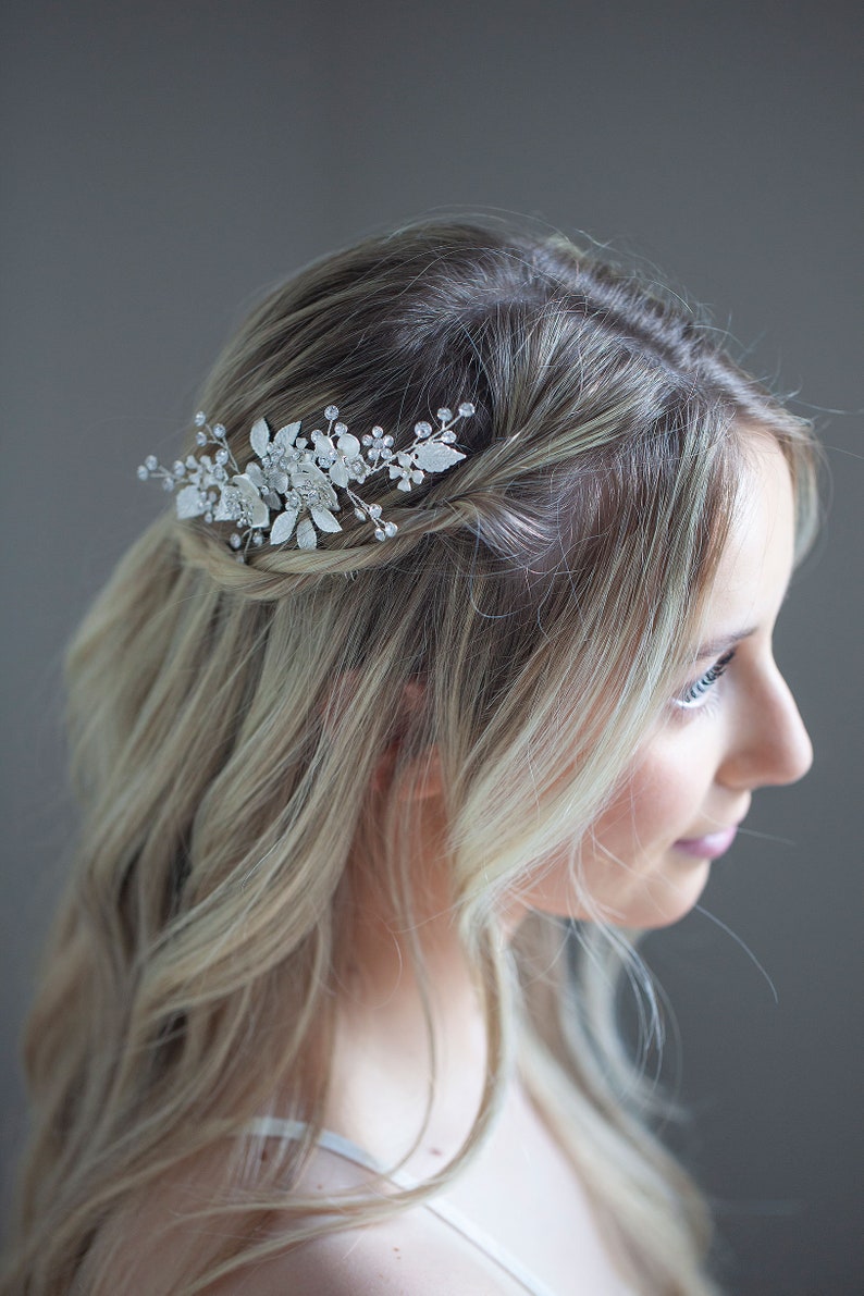 Bridal Champagne Wedding Hair Comb, Champagne Hair Comb, Flower Side Comb, Beige Flower Comb, Wedding Headpiece, Helena image 6