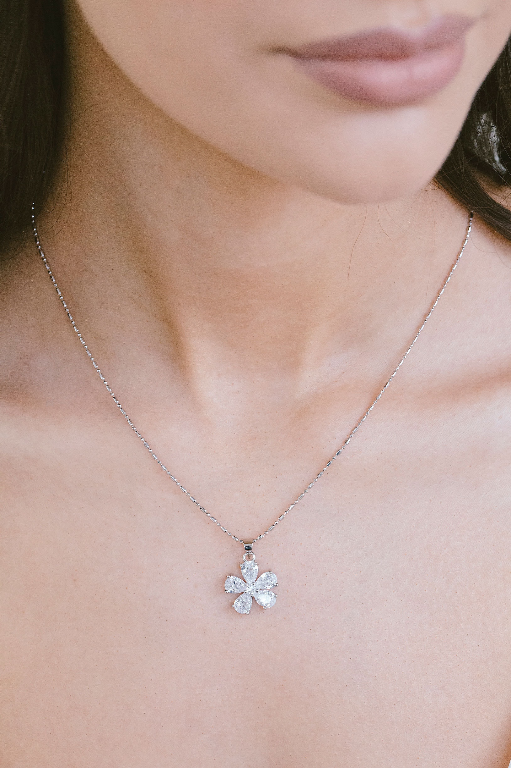 フラワーガールジュエリーセット、フラワーイヤリングネックレスセット