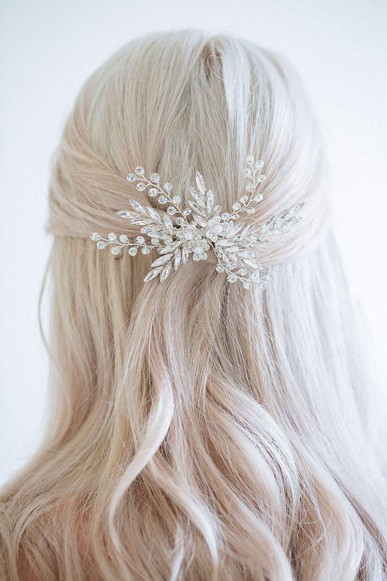 Silver Crystal Hair Clip Silver Bridal Hair Clip Silver Hair Etsy